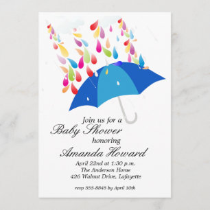 Invitations de douches pour bébés Garçon à paraplu