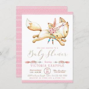 Invitations de douches pour bébés Girl Boho Fox