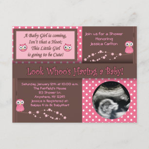 Invitations de douches pour bébés Hibou