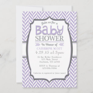 Invitations de douches pour bébés Lavender Grey He