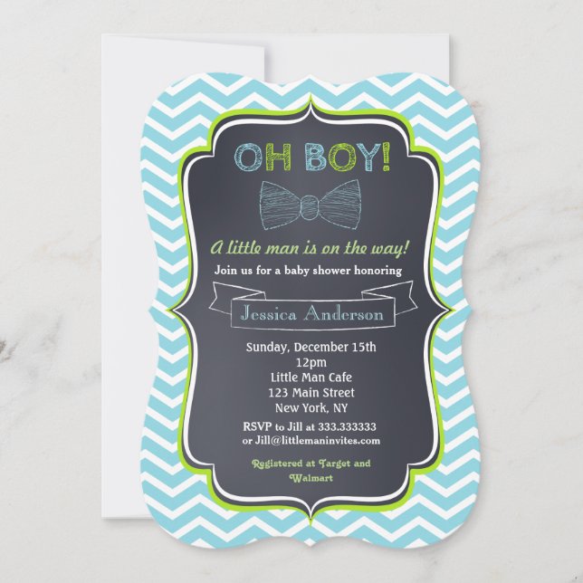 Invitations de douches pour bébés Little Man Chalk (Devant)