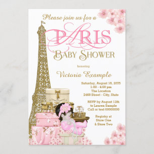 Invitations de douches pour bébés Pink and Gold Pa