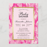 Invitations de douches pour bébés PINK CAMO - Fill