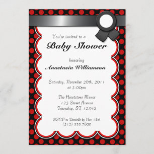 Invitations de douches pour bébés Red & Black Polk