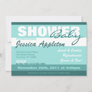 Invitations de douches pour bébés Turquoises