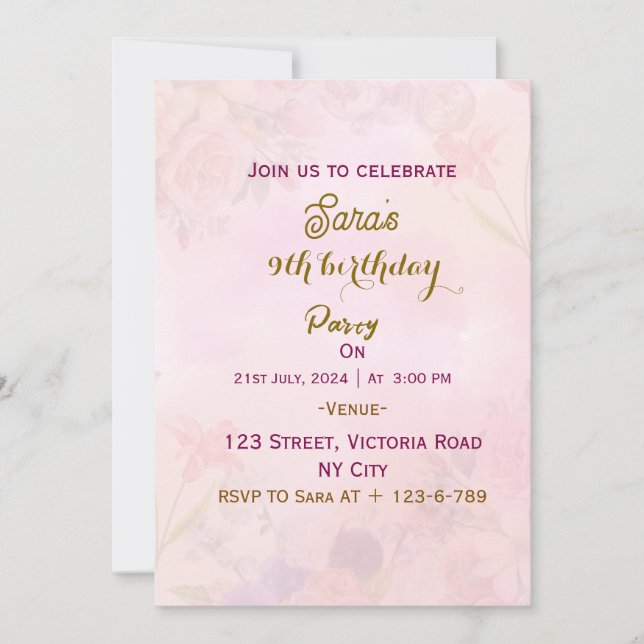 Invitations de fête d'anniversaire (Devant)