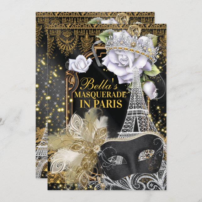 Invitations de fête d'anniversaire à Paris (Devant / Derrière)