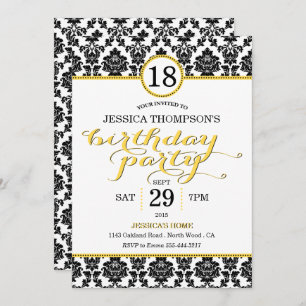 Invitations de fête d'anniversaire branché jaune D