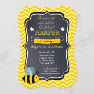 Invitations de fête d'anniversaire d'abeille