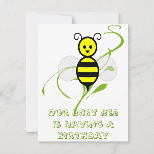 Invitations de fête d'anniversaire d'abeille de (Devant)