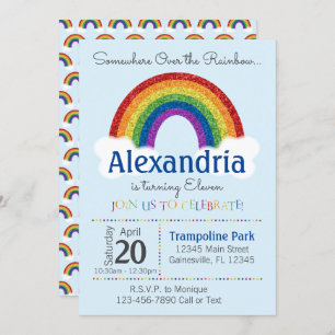 Invitations de fête d'anniversaire d'arc-en-ciel -