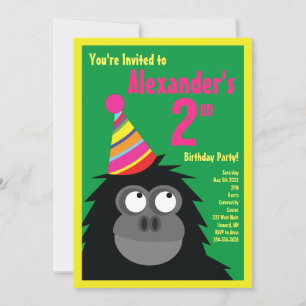 Invitations de fête d'anniversaire de Ape Animal