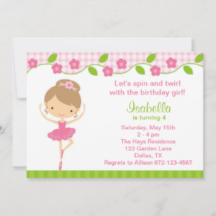 Invitations de fête d'anniversaire de Ballerina Gi