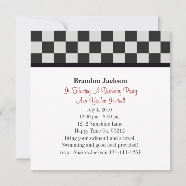 Invitations de fête d'anniversaire de camion de (Devant)