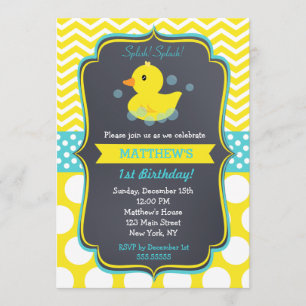 Invitations de fête d'anniversaire de canard en ca