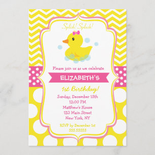 Invitations de fête d'anniversaire de canard en ca