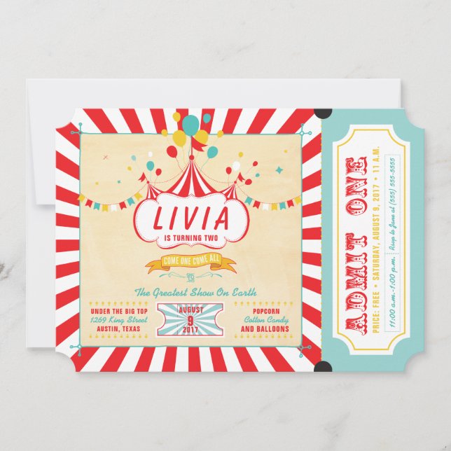 Invitations de fête d'anniversaire de carnaval (Devant)