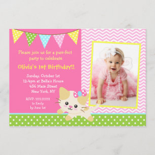 Invitations de fête d'anniversaire de chat de