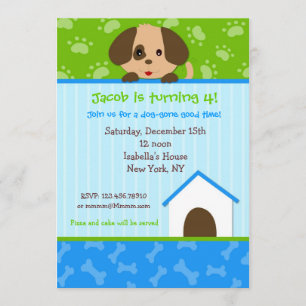 Invitations de fête d'anniversaire de chiot