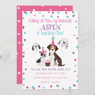 Invitations de fête d'anniversaire de chiot