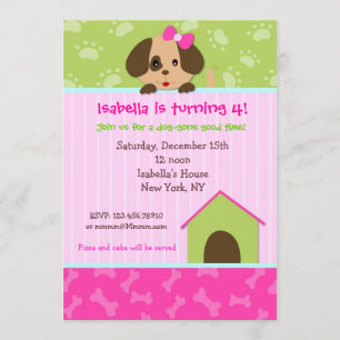 Invitations de fête d'anniversaire de chiot