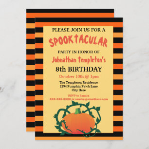 Invitations de fête d'anniversaire de citrouille