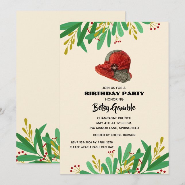 Invitations de fête d'anniversaire de Cloche Derby (Devant / Derrière)