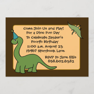 Invitations de fête d'anniversaire de DINO