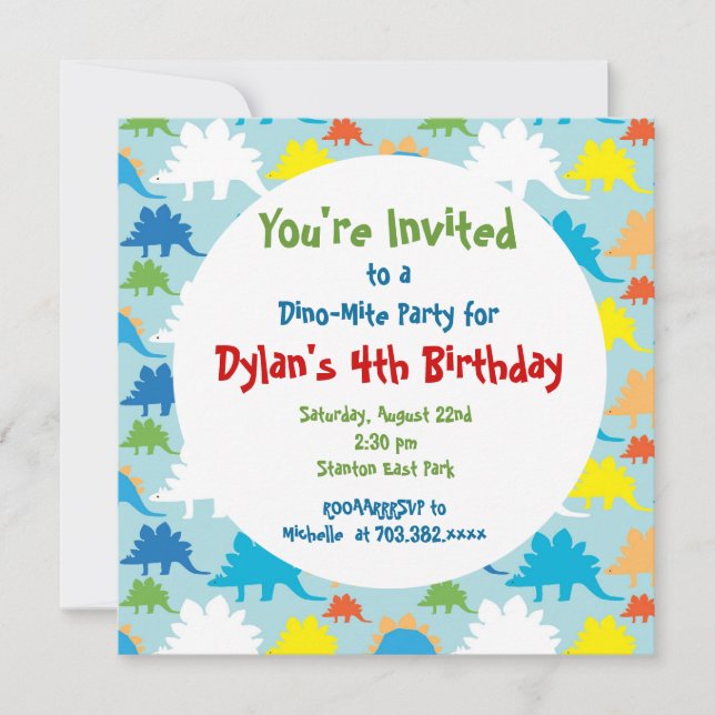 Invitations de fête d'anniversaire de Dinosaur (Devant)
