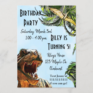 Invitations de fête d'anniversaire de Dinosaur
