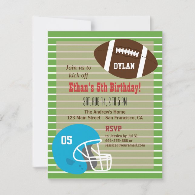 Invitations de fête d'anniversaire de football (Devant)