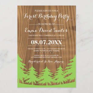 Invitations de fête d'anniversaire de forêt