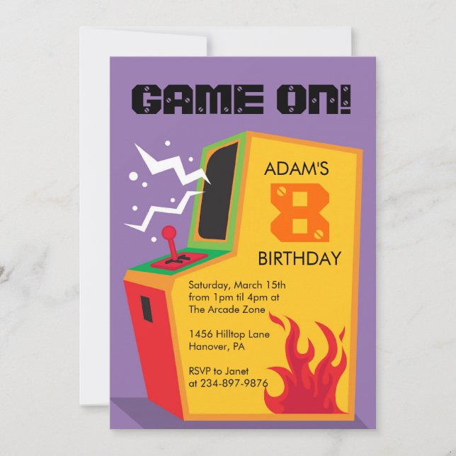Invitations de fête d'anniversaire de jeu vidéo (Devant)
