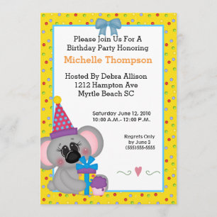 Invitations de fête d'anniversaire de Koala