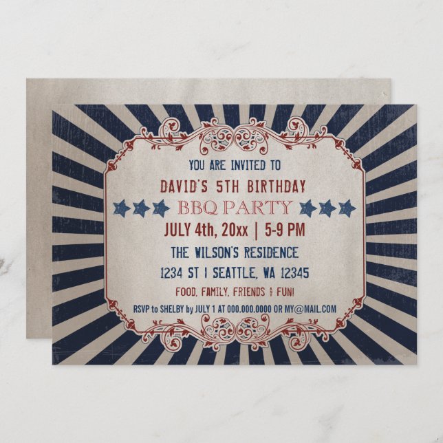 Invitations de fête d'anniversaire de la fête comm (Devant / Derrière)