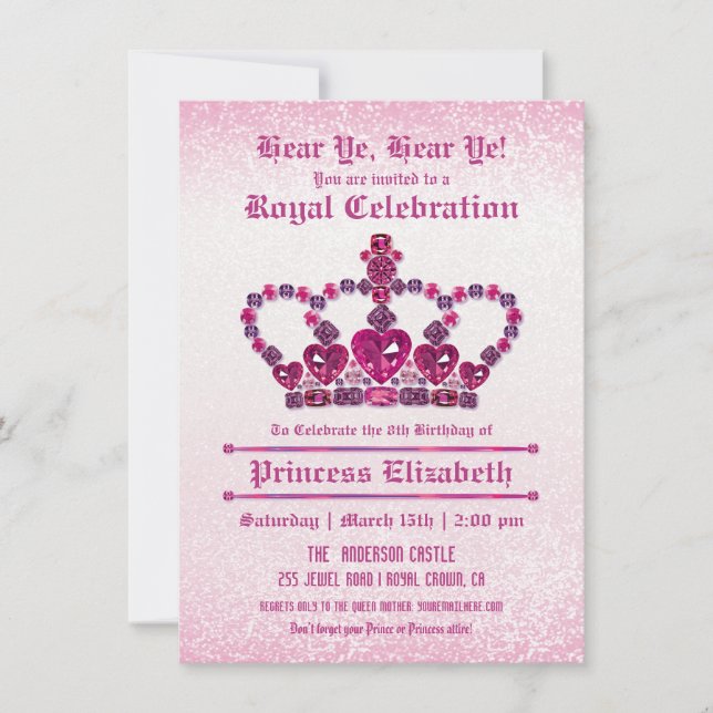Invitations de fête d'anniversaire de la princesse (Devant)