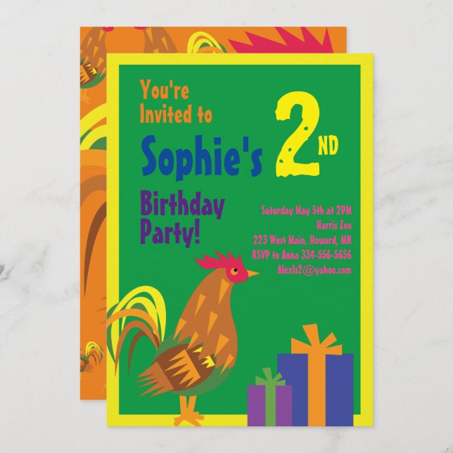 Invitations de fête d'anniversaire de l'animal de  (Devant / Derrière)