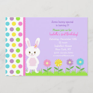 Invitations de fête d'anniversaire de lapin