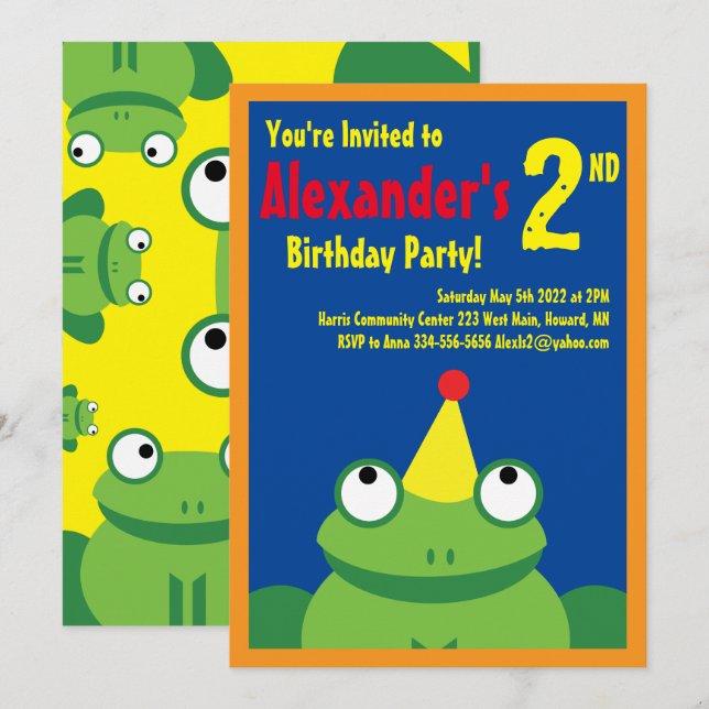 Invitations de fête d'anniversaire de l'enfant (Devant / Derrière)