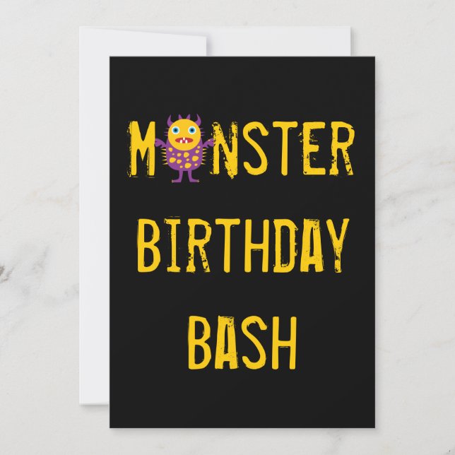 Invitations de fête d'anniversaire de monstres fou (Devant)