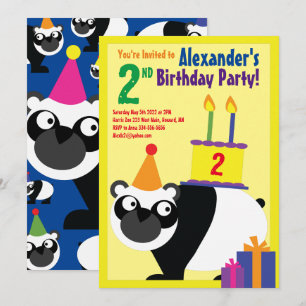 Invitations de fête d'anniversaire de Panda Animal