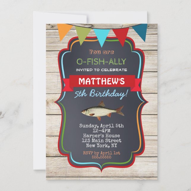 Invitations de fête d'anniversaire de pêche (Devant)