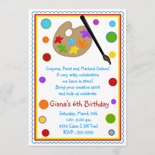 Invitations de fête d'anniversaire de peinture