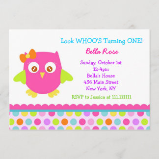 Invitations de fête d'anniversaire de petit hibou
