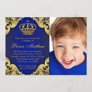 Invitations de fête d'anniversaire de prince d'or