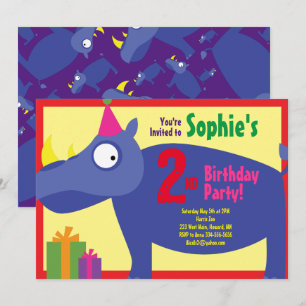 Invitations de fête d'anniversaire de Rhino Animal