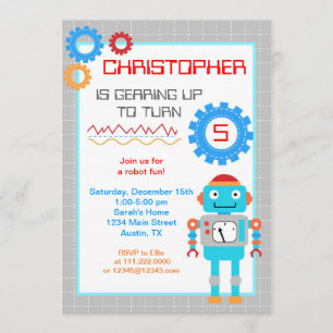 Invitations de fête d'anniversaire de robot