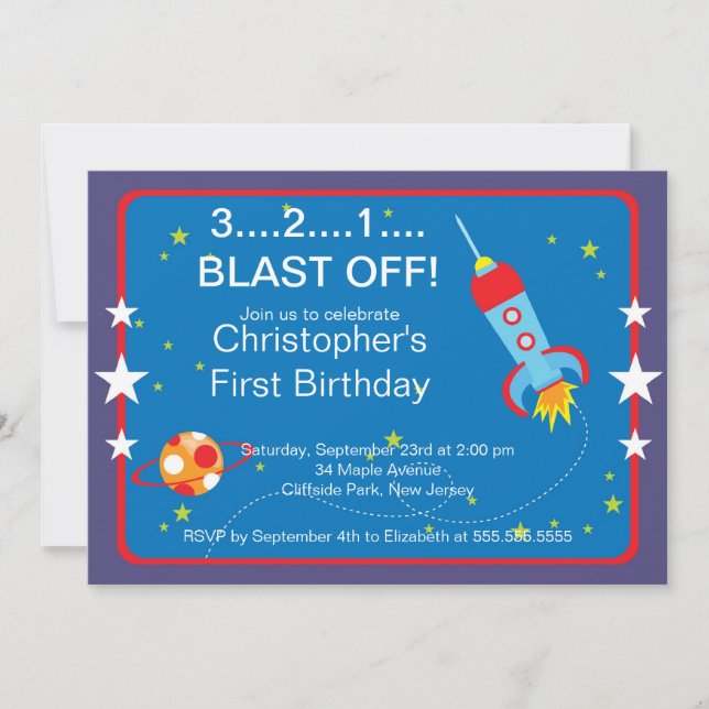 Invitations de fête d'anniversaire de Rocket (Devant)