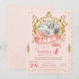 Invitations de fête d'anniversaire de rose et de