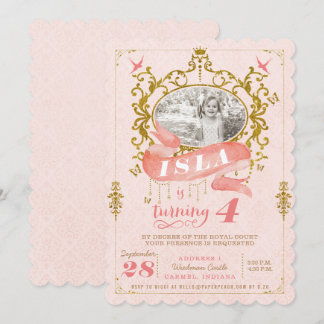 Invitations de fête d'anniversaire de rose et de